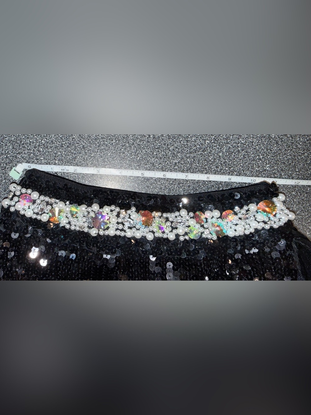 Glamour Black Sequin & Rhinestone Bling Tulle Dance Costume Size Adult Small - Picture 12 of 16